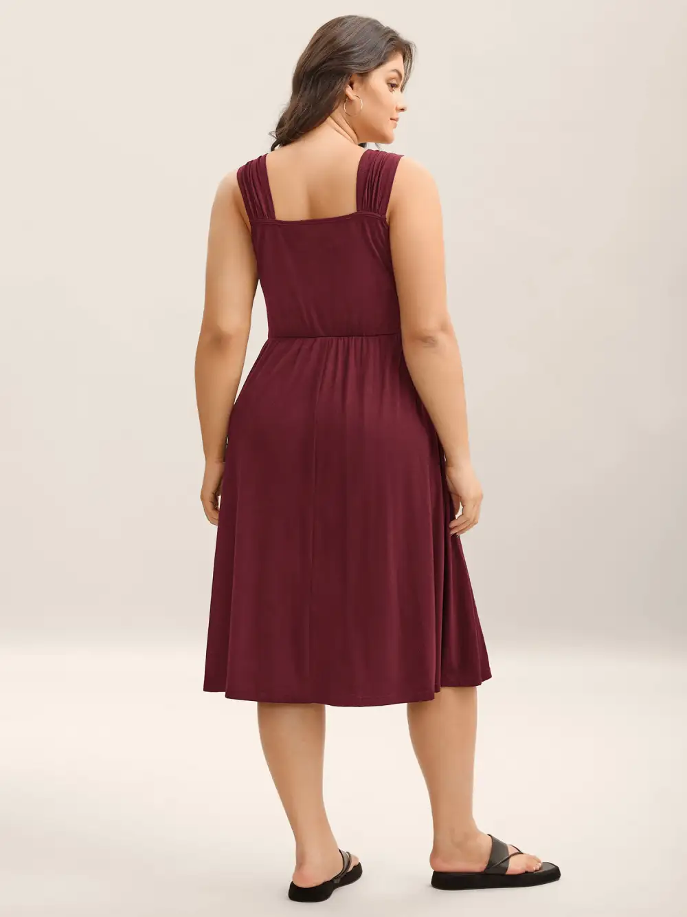 Crosswrap Bodice Pockets Midi Dress