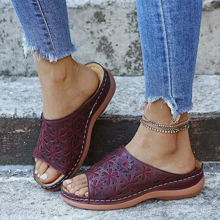 Leather Embroidery Women Sandals