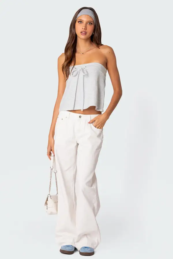 Caroline Tie Front Strapless Top