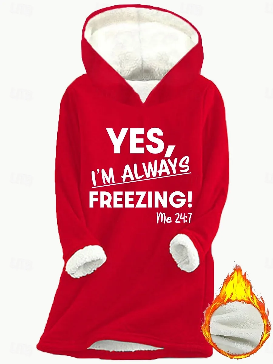 Women's Hoodie Sweatshirt Fleece Letter Street Dailywear Print Casual Comfrt Hoodie Long Sleeve Micro-elastic Fall Winter Fall & Winter Comfrt Breathable Soft Fabric