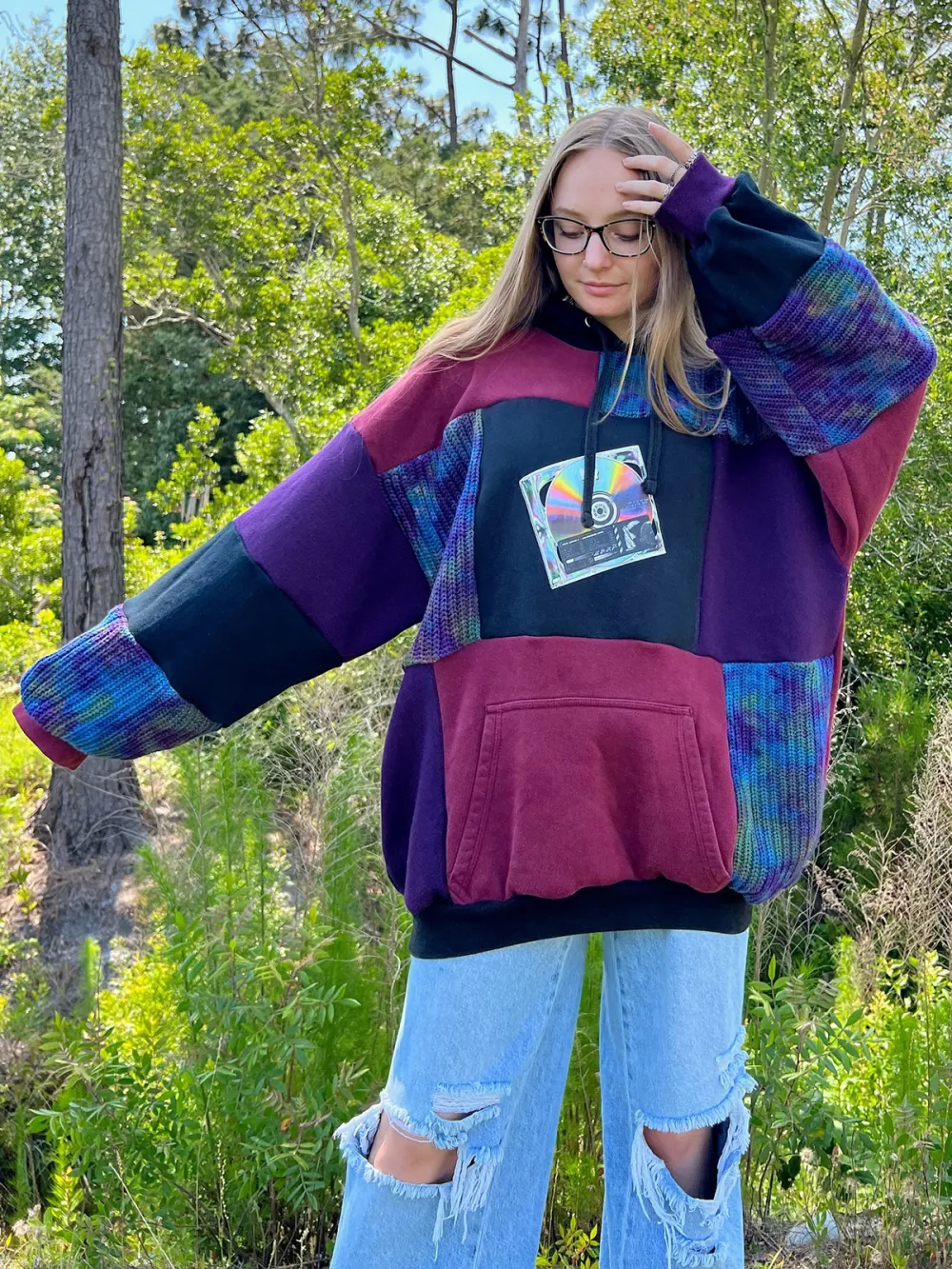 Purple Streetwear Leisure Hoodie Sweatshirts