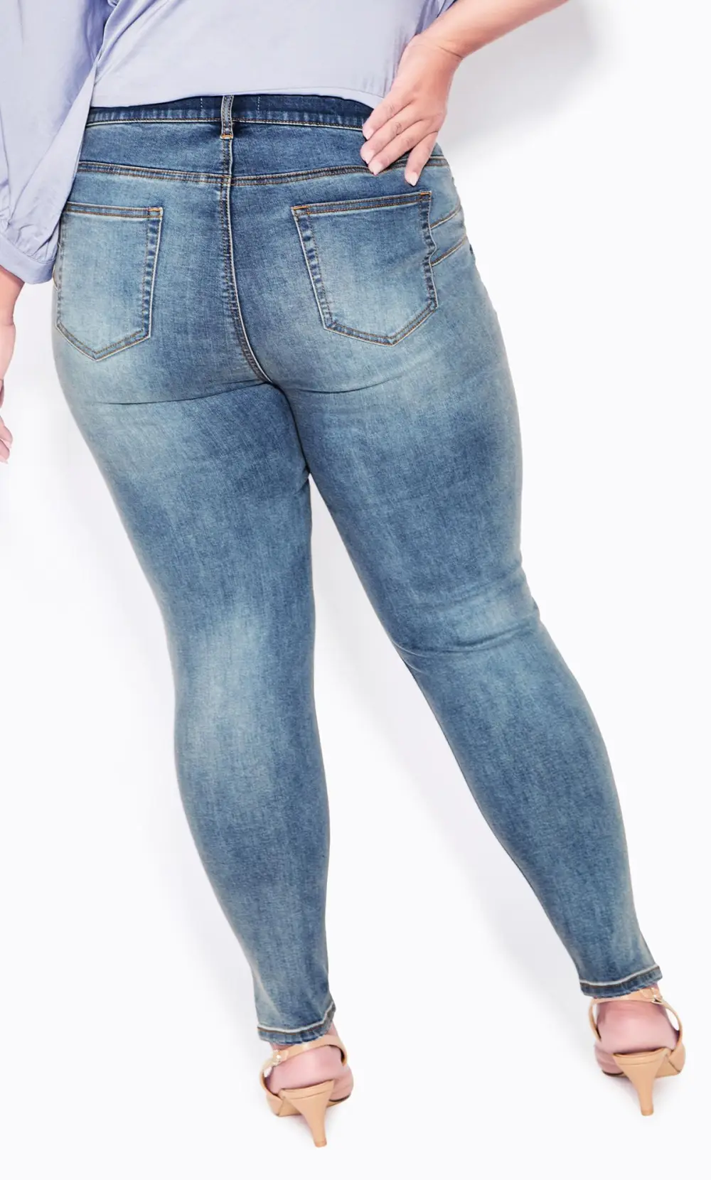 Evans Light Blue Wash Split Hem Skinny Jeans
