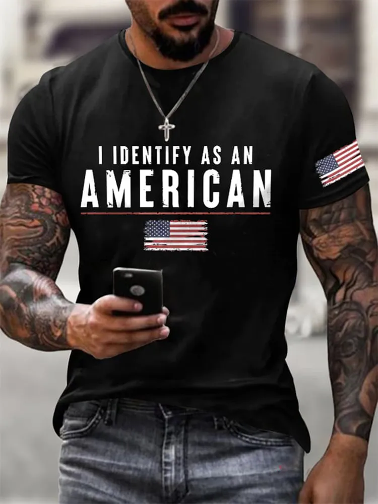 Men'S  T-Shirt With I Identify As An American Prints