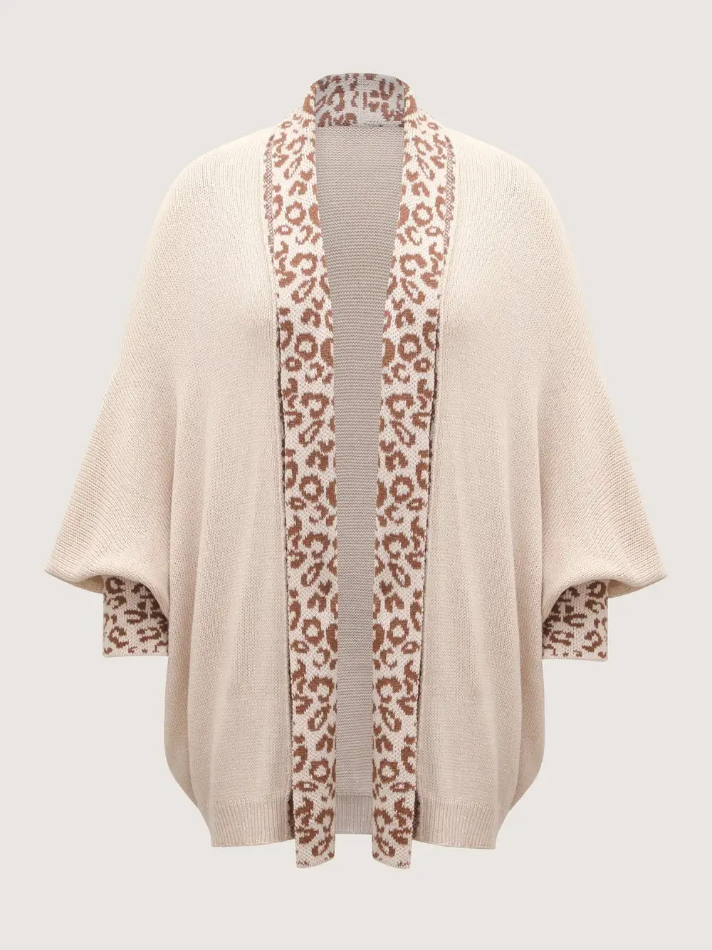 Leopard Collar Dolman Sleeve Knit Cardigan
