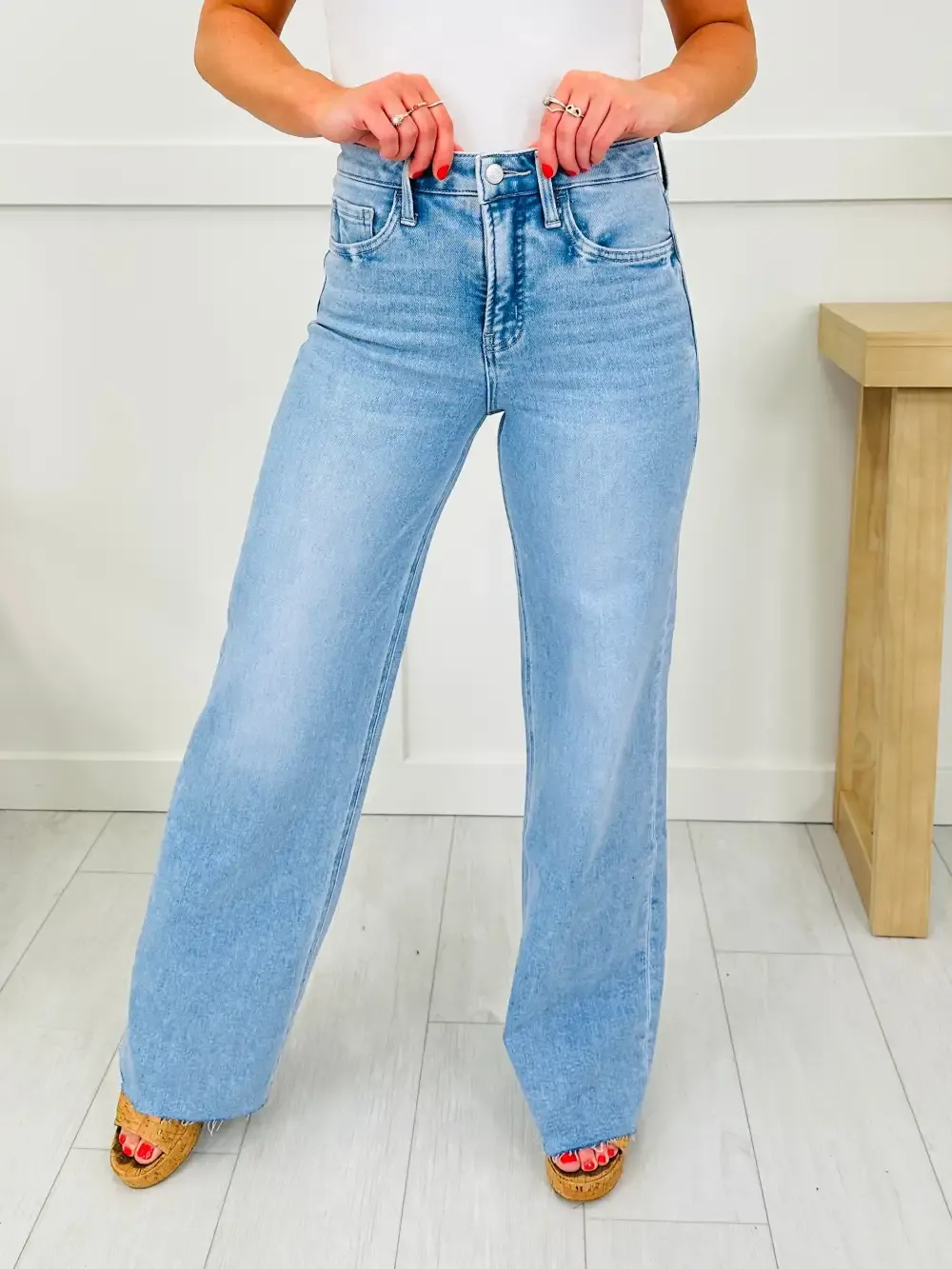 Dream of Me Tummy Control Slim Wide Leg Jeans