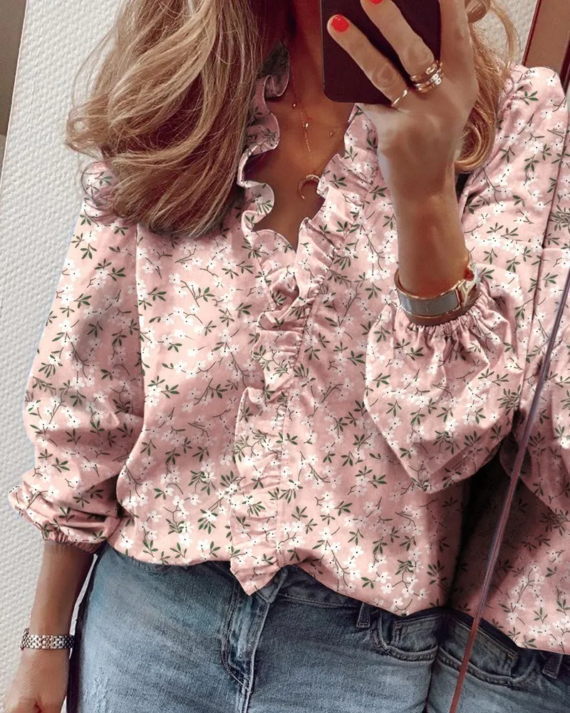 New Long Sleeve Ruffle Blouse Shirt