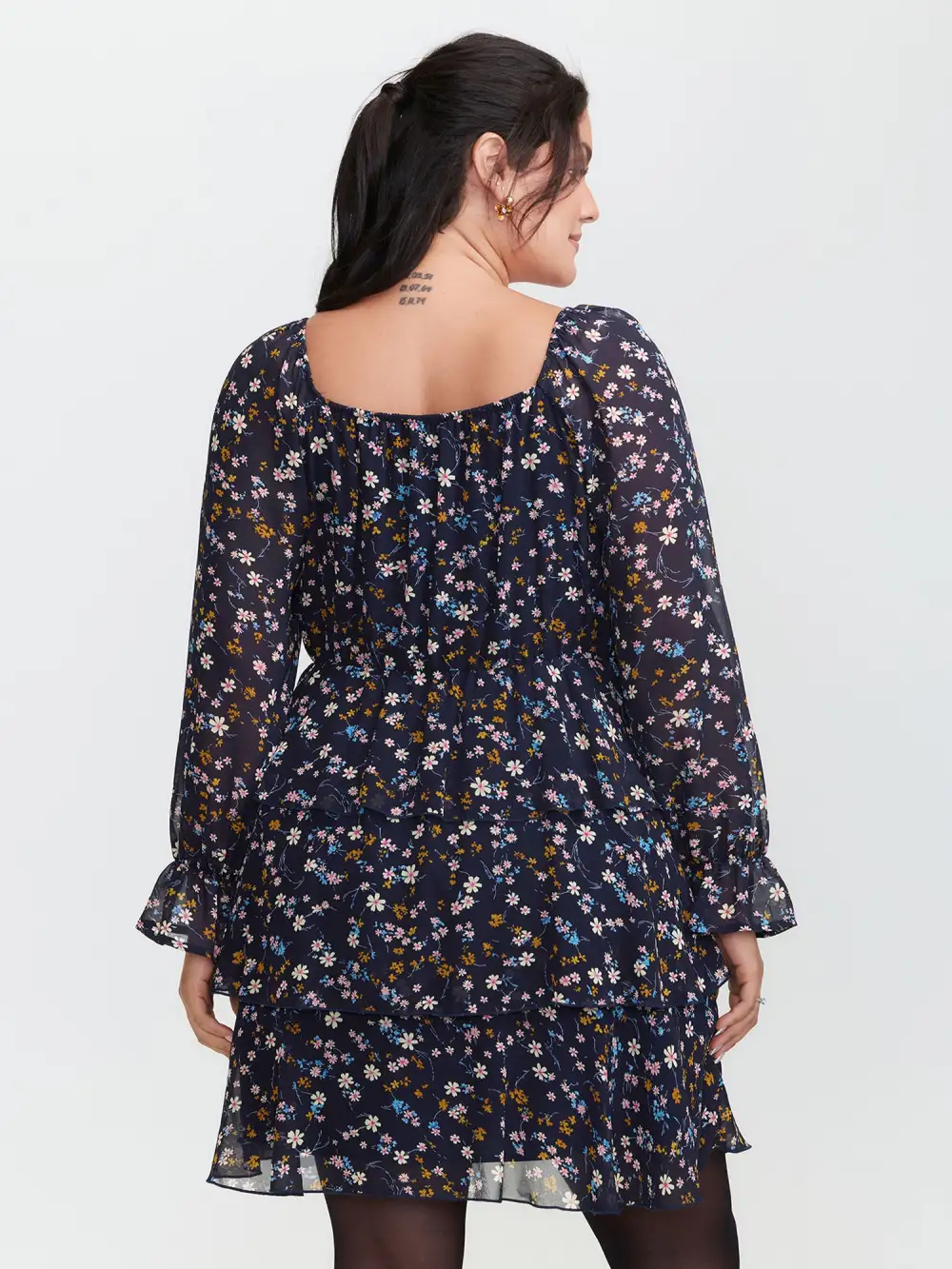 Chiffon Floral Sweetheart Neckline Mini Dress