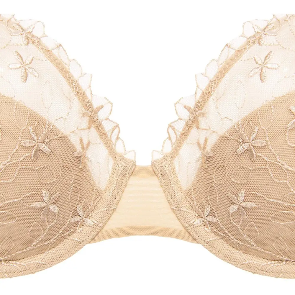 Women’s Sexy Lace Padded Bra Embroidered Underwire Push Up Bra Bralette Plunge