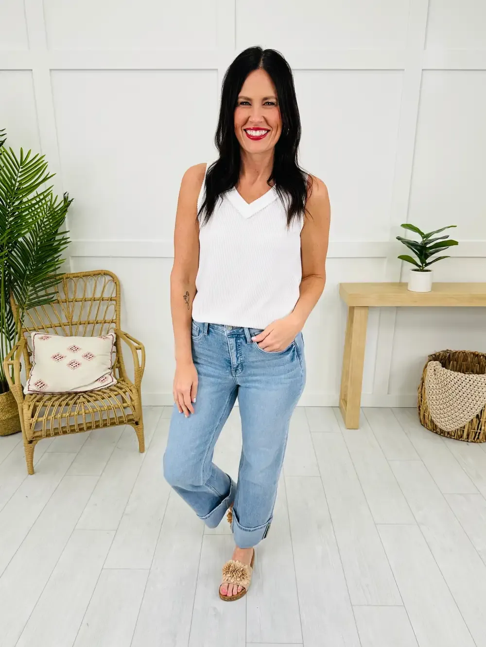 New Love Tummy Control Slim Wide Leg Jeans