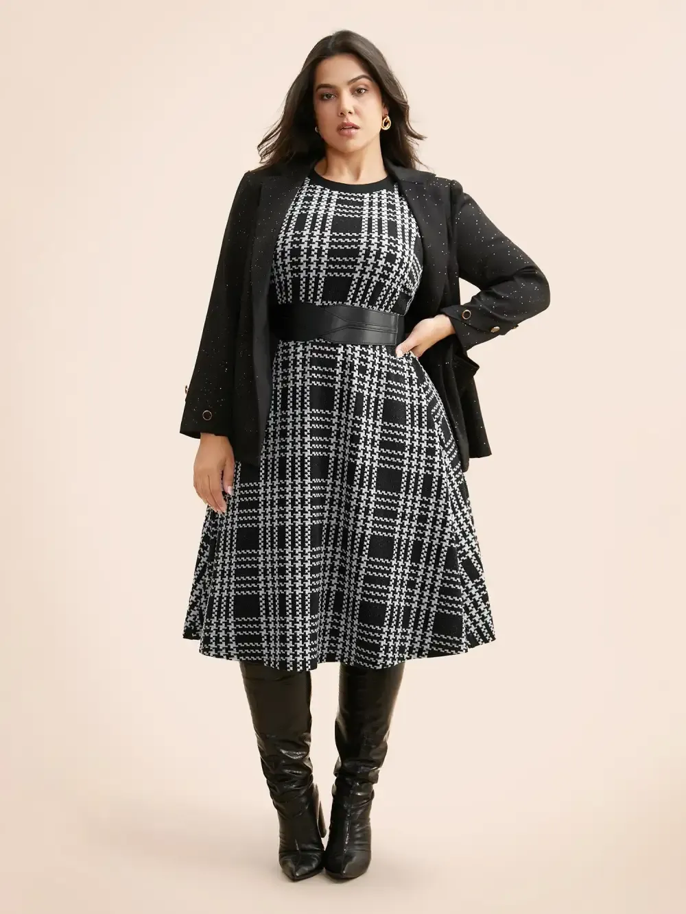Plaid Round Neck Tank Dress