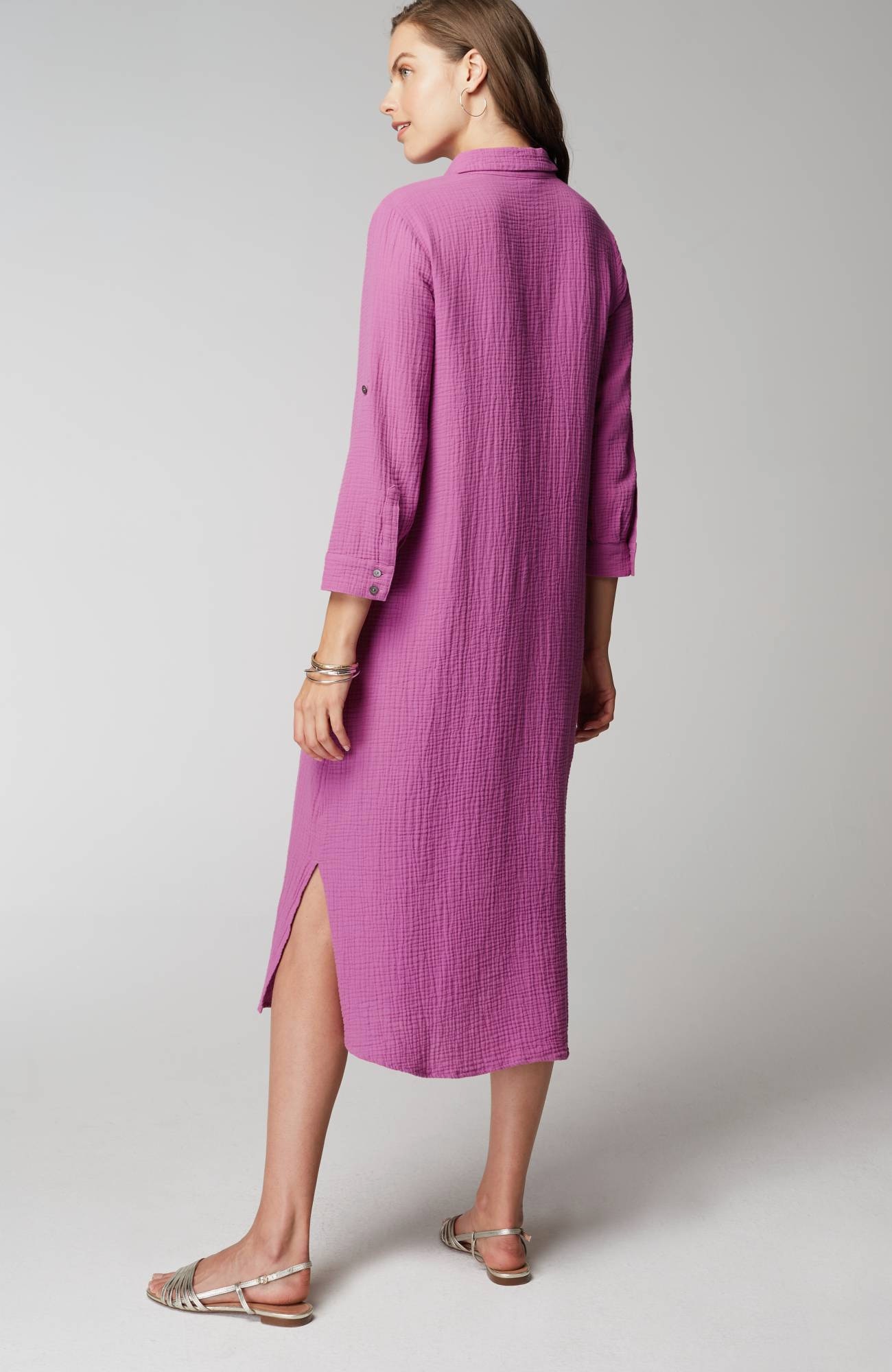 Cotton-Gauze One-Pocket Shirtdress