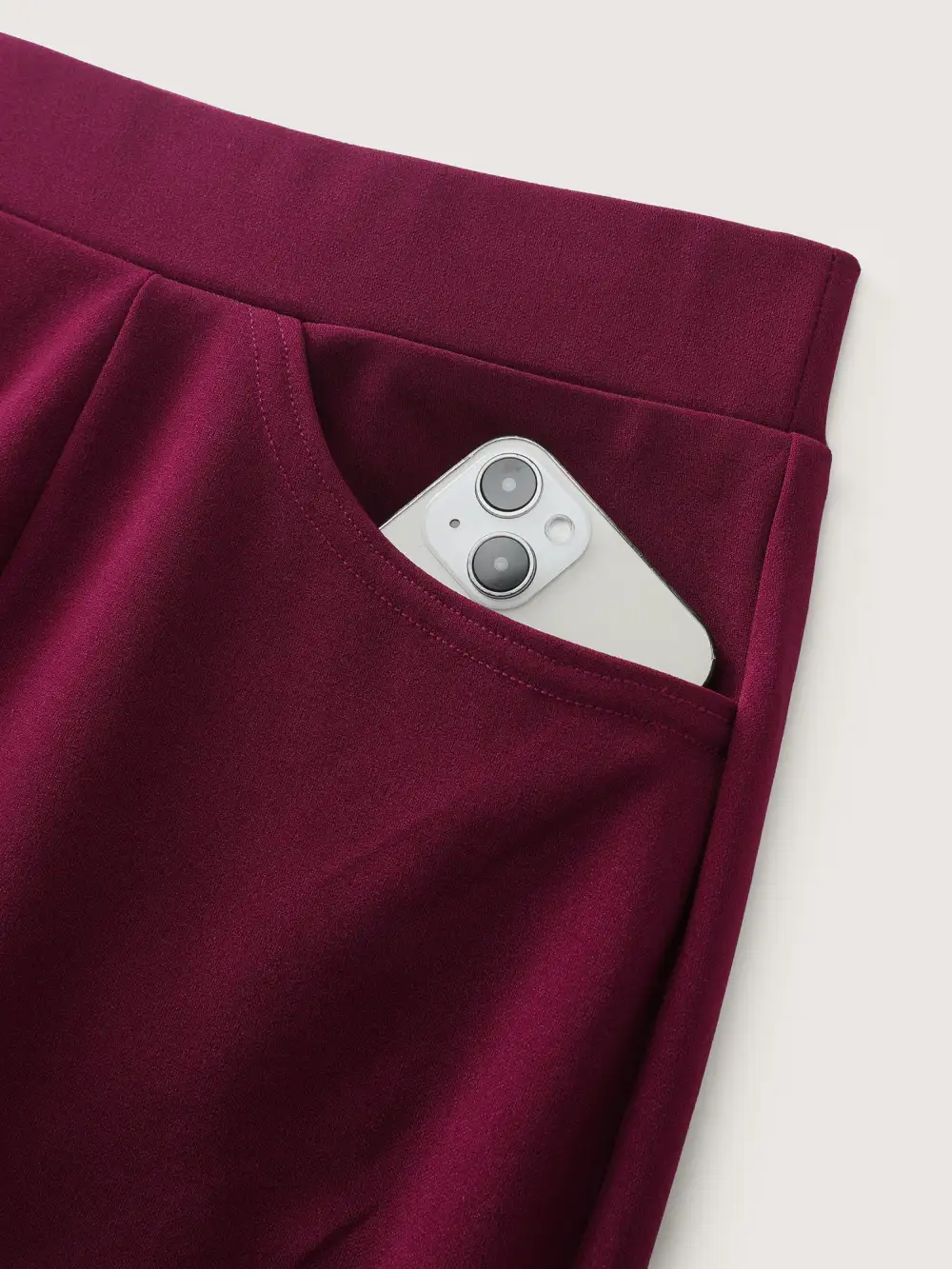 Bowknot Beads Slit Wide Waistband Pants