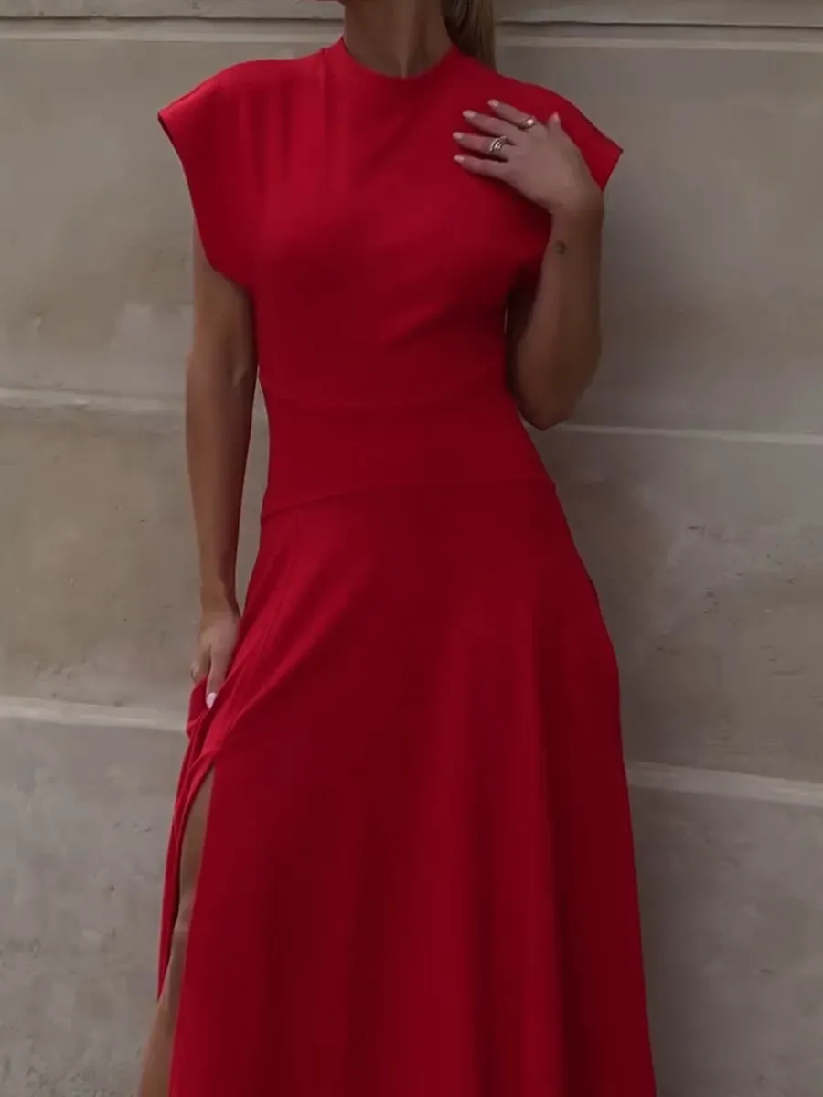 Chic slim fit dress with flying sleeves