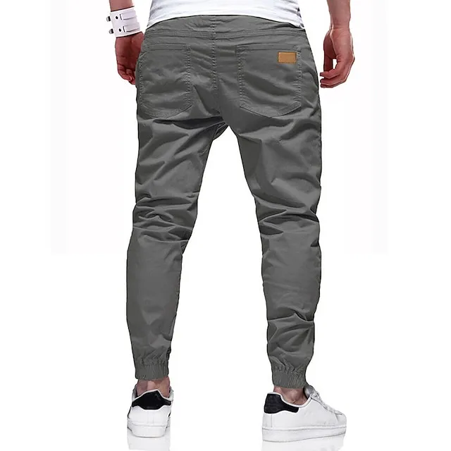 Men's Cargo Pants Cargo Trousers Joggers Trousers Casual Pants Drawstring Elastic Waist Elastic Cuff Plain Sports Outdoor Running Cotton Cotton Blend Streetwear Workout ArmyGreen Black