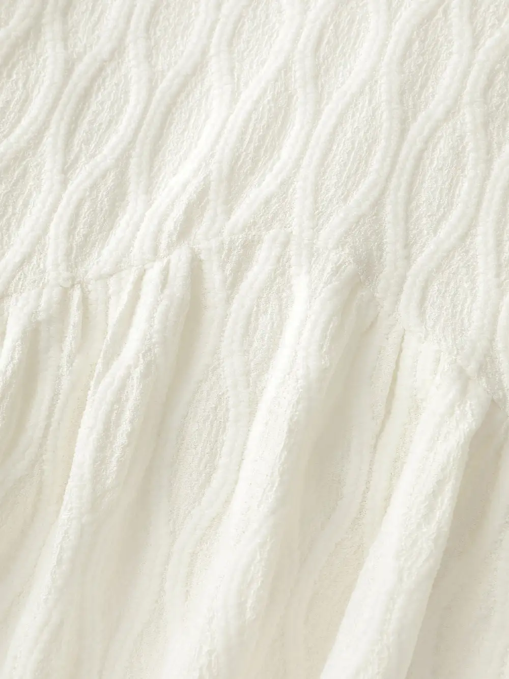 Textured Puffy Sleeve V-Neck Blouse