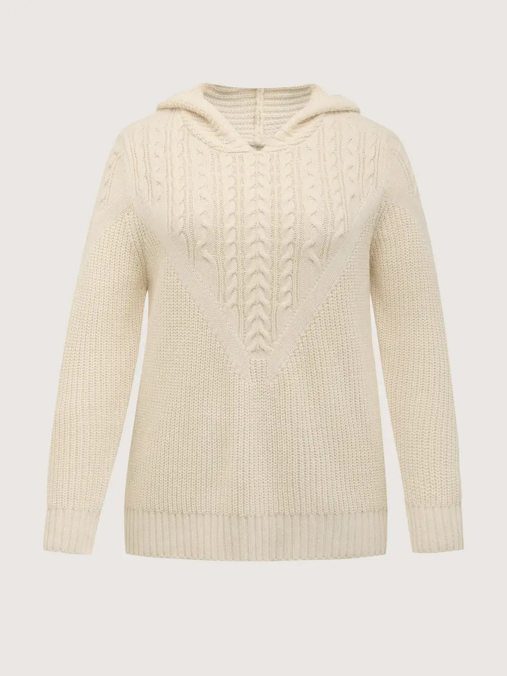 Textured Ribbed Hem Hooded Pullover