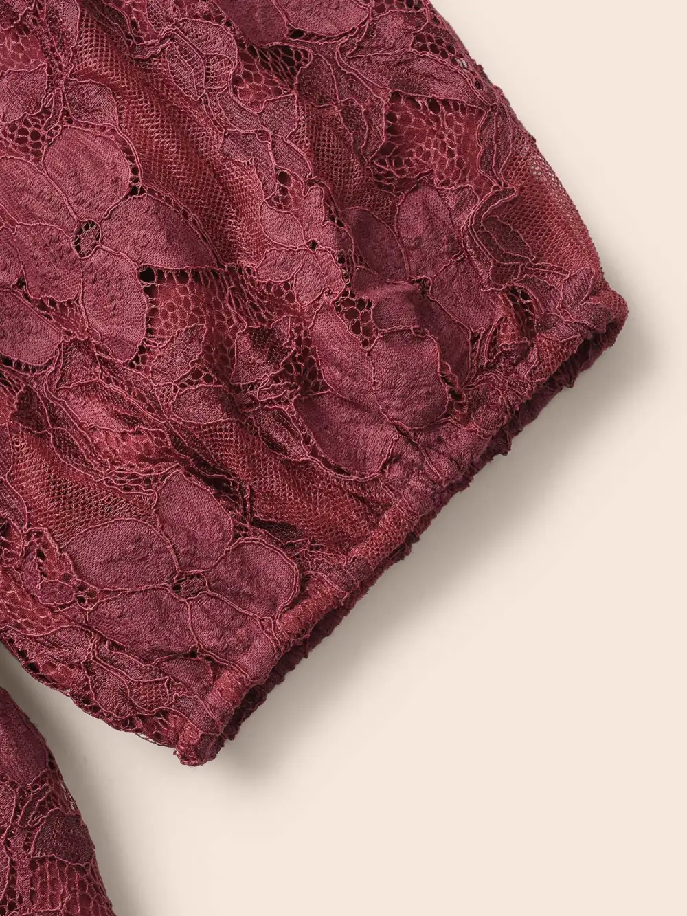 Square Neck Lace Panel Lantern Sleeve Blouse