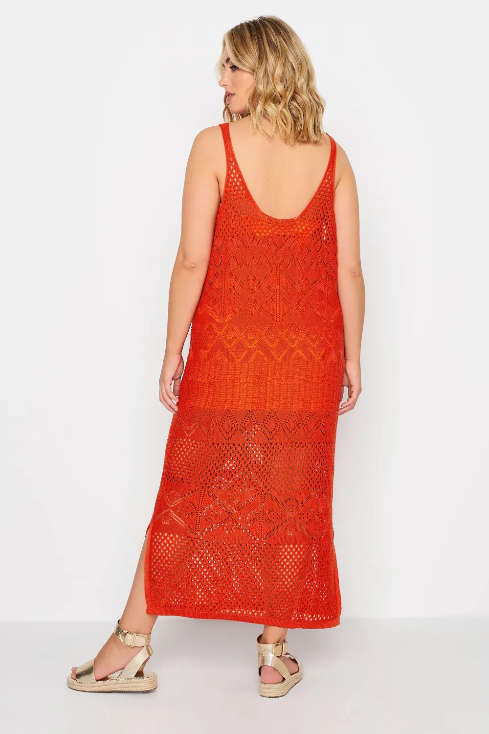 YOURS Curve Red Crochet Midaxi Dress
