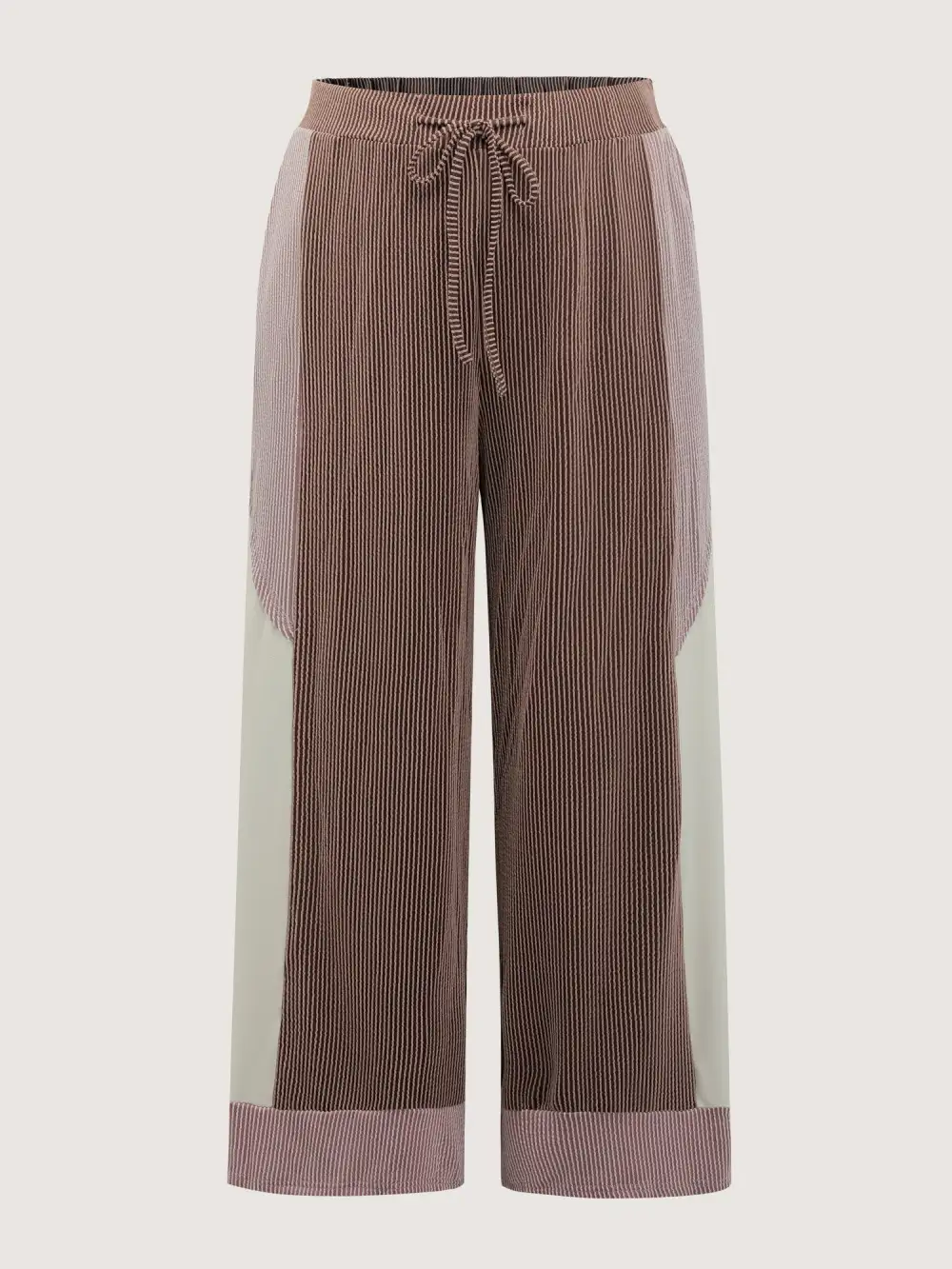 Colorblock Waist Drawstring Wide-Leg Pants