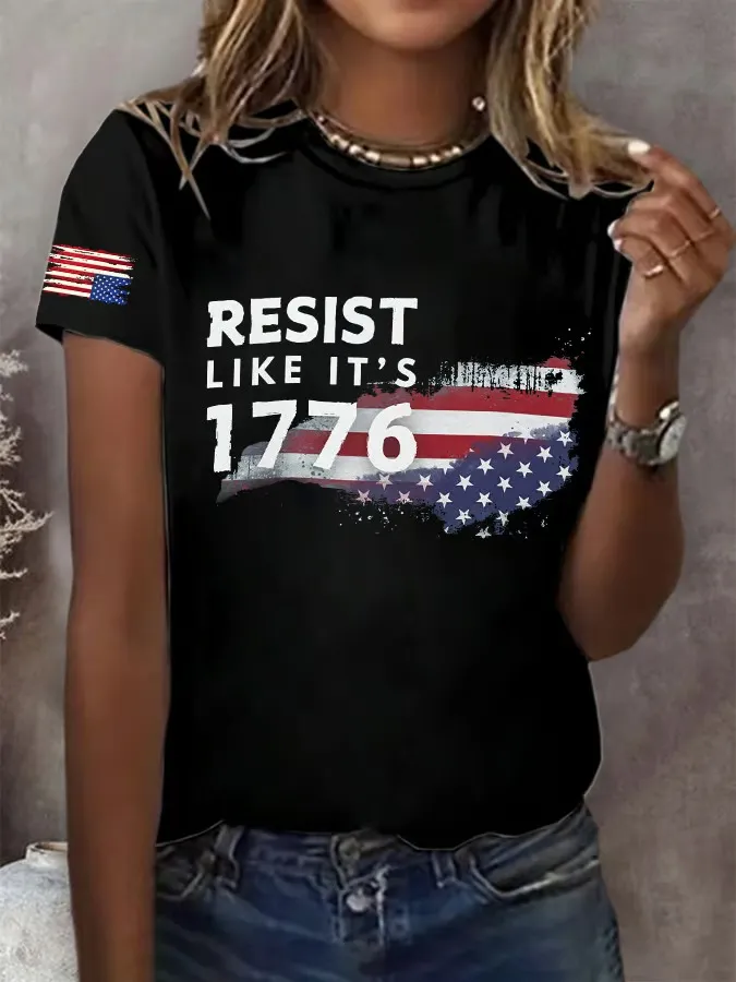 Retro Resist Like It'S 1776 Print T-Shirt