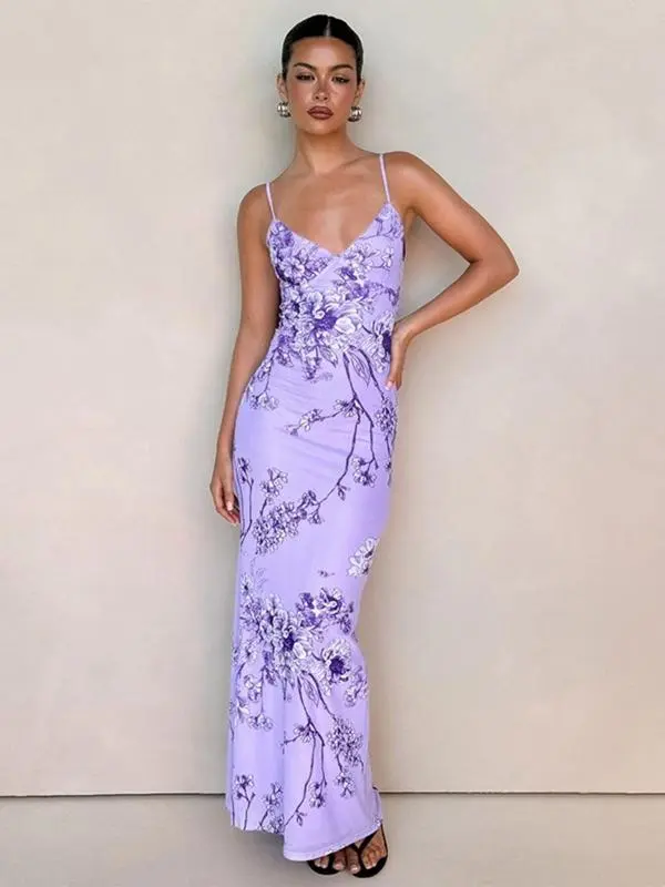 Women's Floral Cami Bodycon Dress – Boho Sleeveless Summer Beachwear