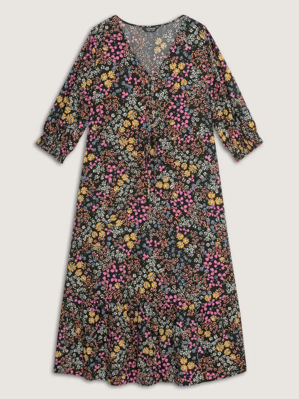 Floral Print Smocked Pockets Maxi Dress
