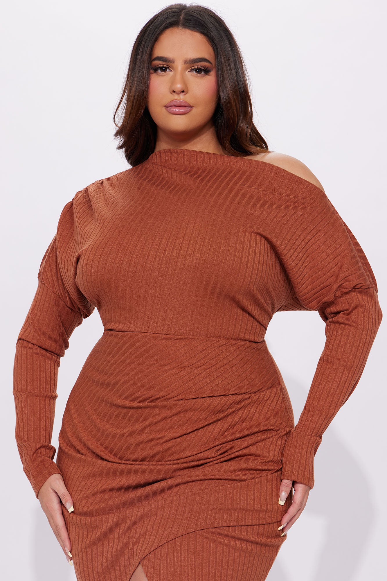 Bernice Ribbed Maxi Dress - Cognac
