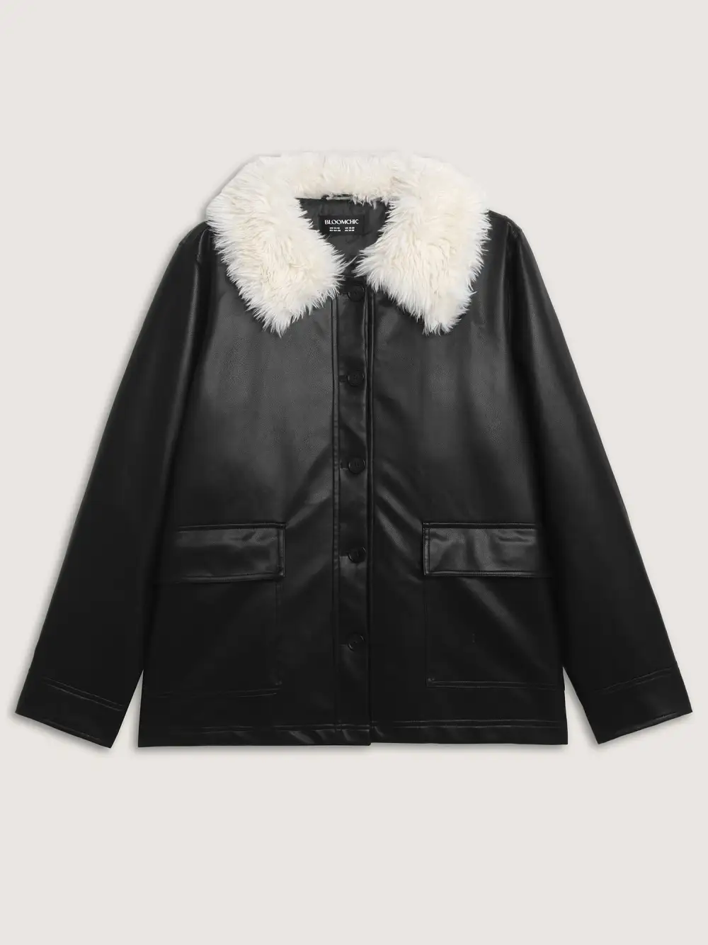 Fuzzy Collar Button Quilted Jacket