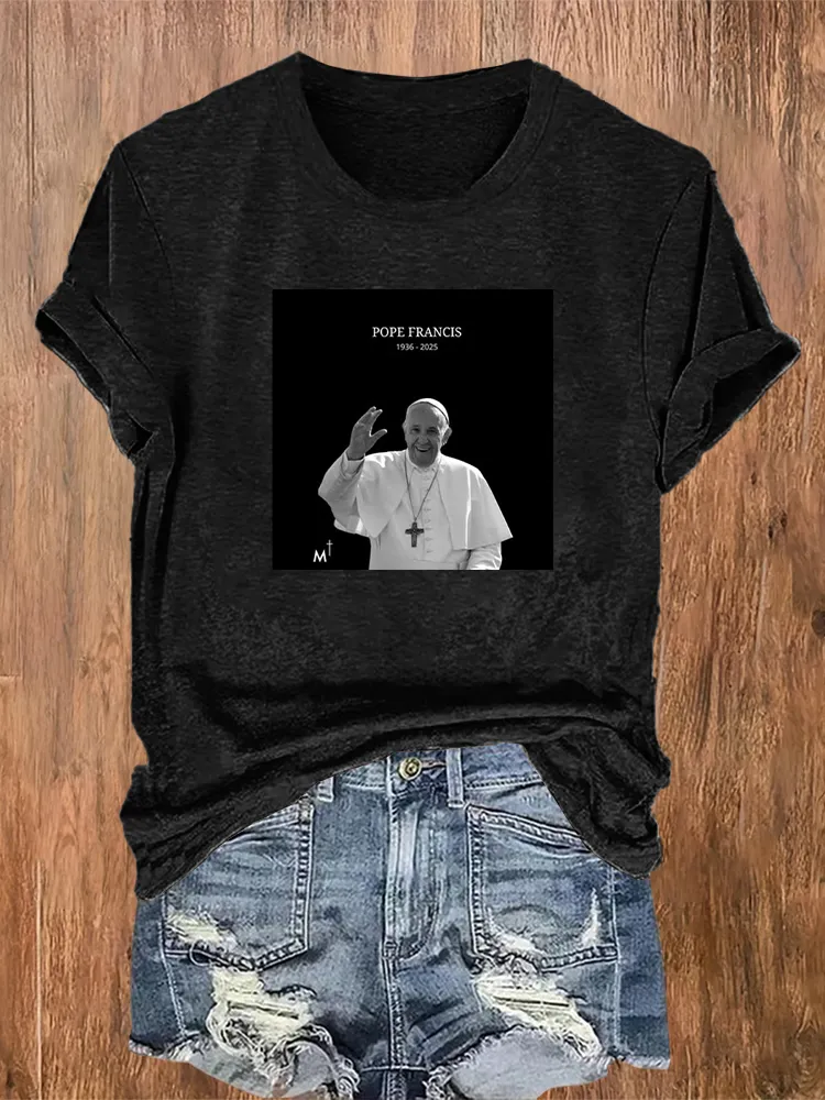 Women's Thank You In Loving Memory 1936-2025 Print Short Sleeve Round Neck Cotton T-Shirt