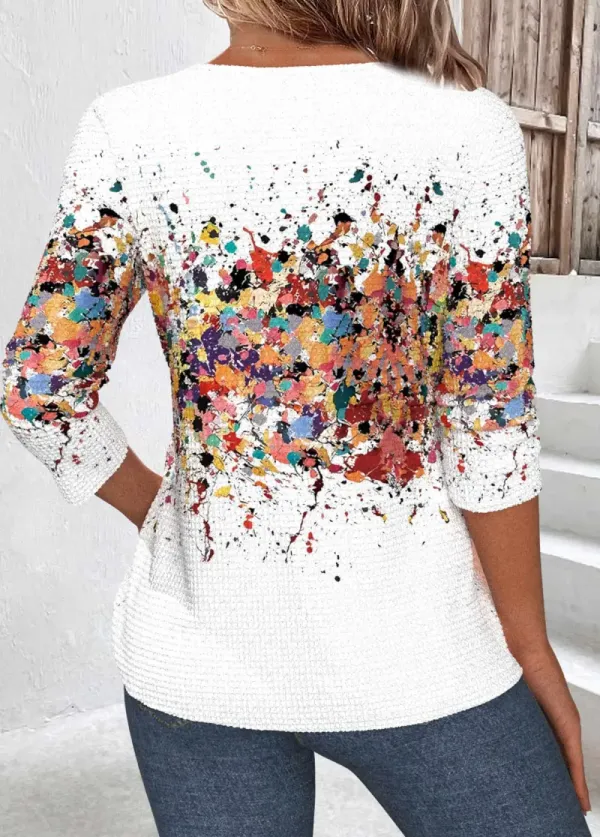White Cut Out Ombre Long Sleeve T Shirt
