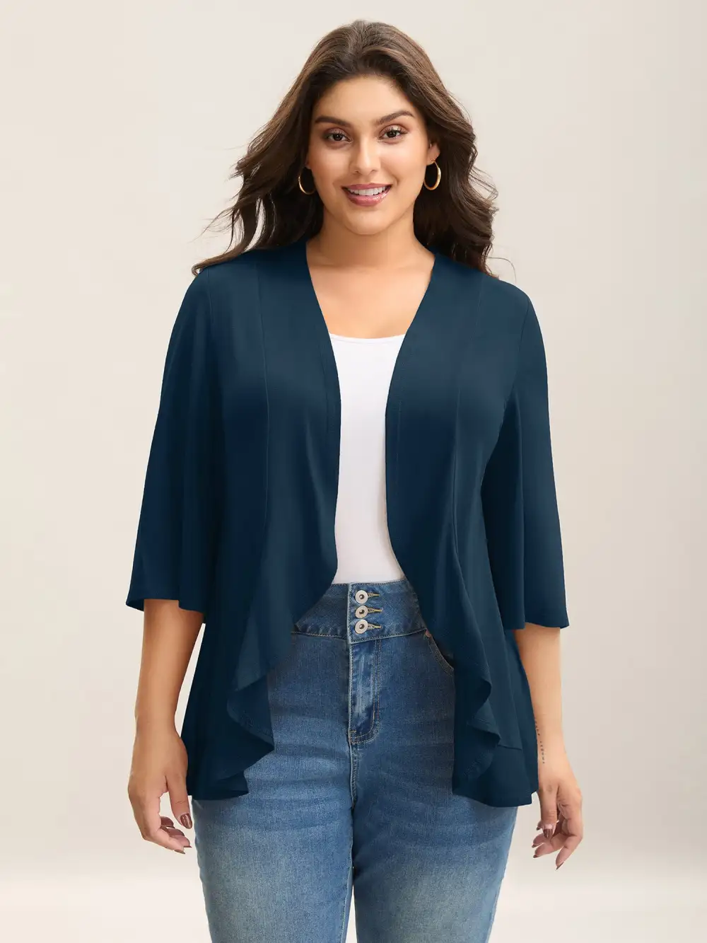 Lotus Hem Curvy Kimono Cover-Up
