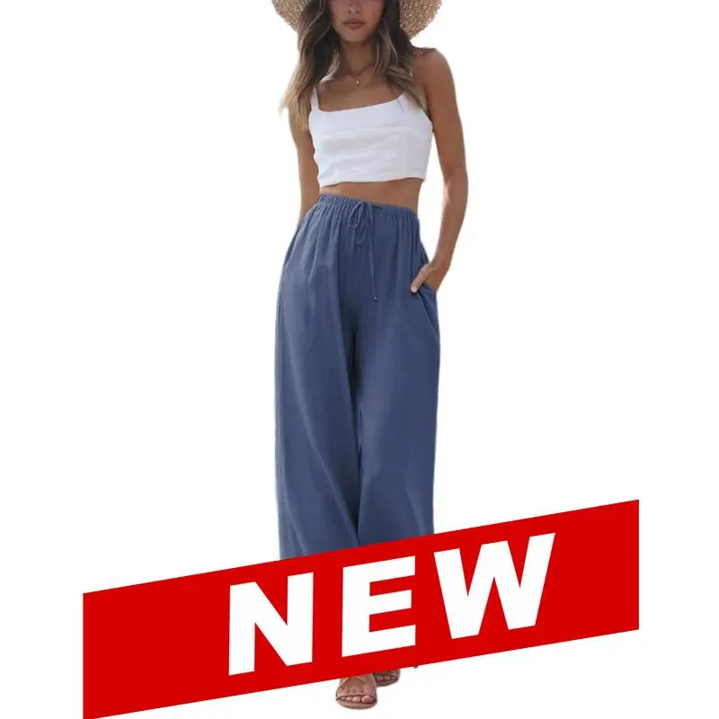 Women's Wide Leg Palazzo Pants – Lightweight Summer Trousers with Pockets