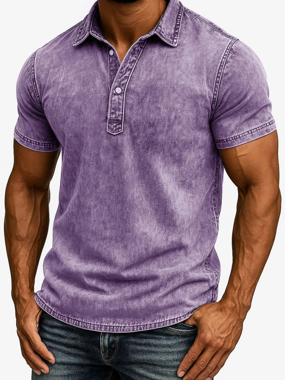 Men's Fashion Outdoor Retro Distressed Fabric Short Sleeve Polo Shirt 