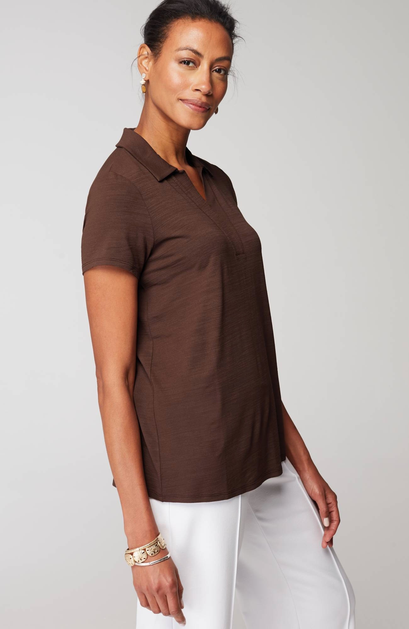 Wearever Slub-Knit Polo Top