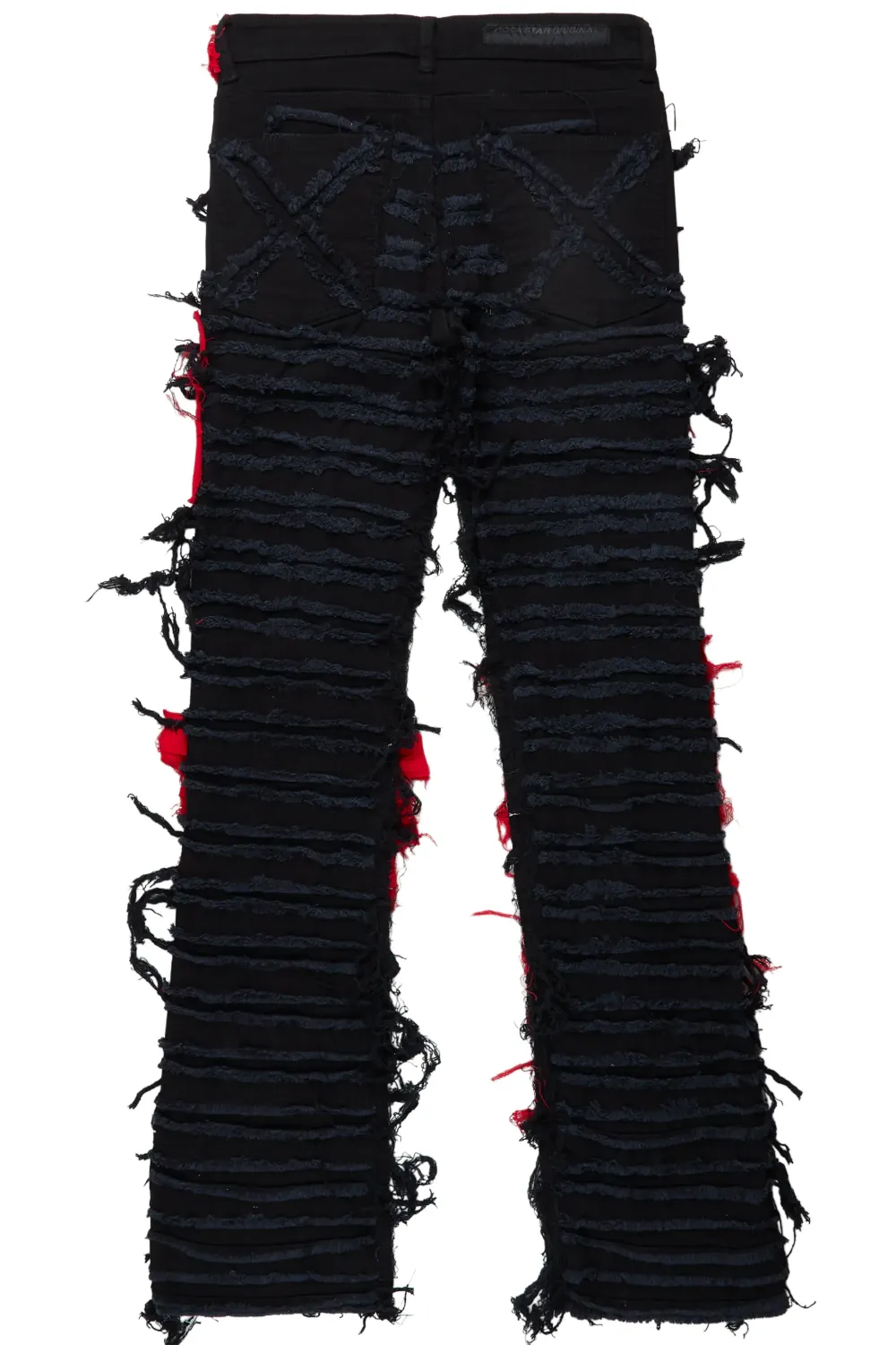 Vadim Black/Red Patchwork Stacked Flare Jean