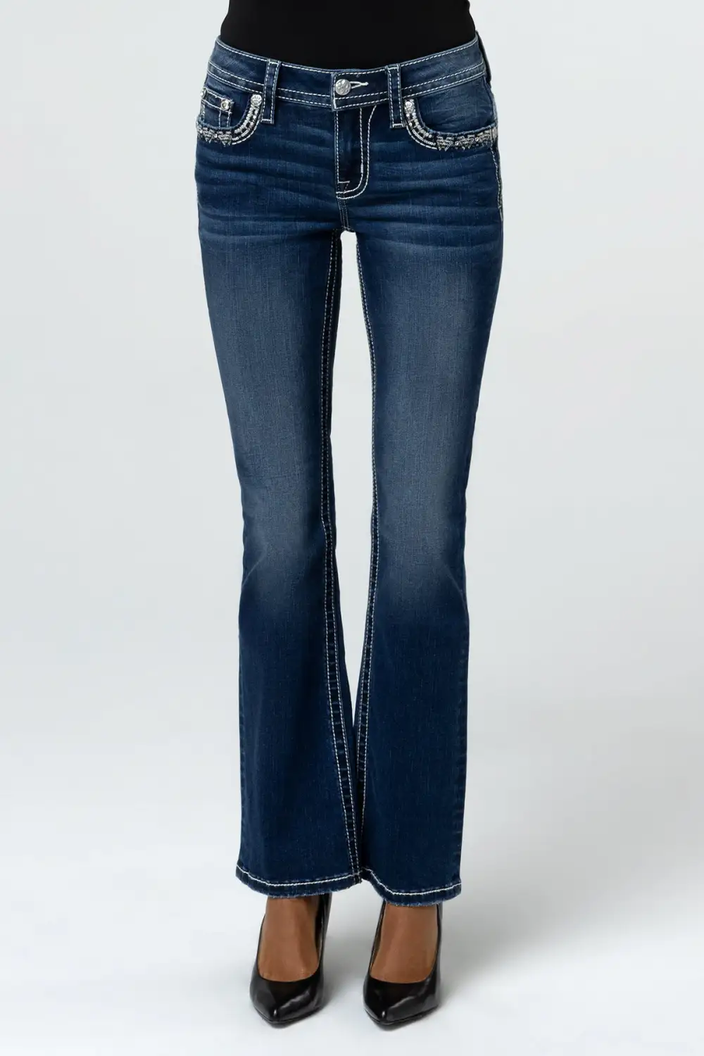 Graphite Stitched Bootcut Jeans