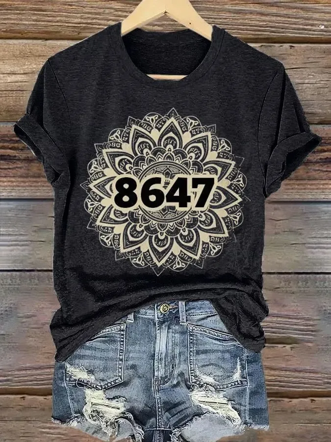 Women'S T-Shirt Women'S Fashion 8647 Printed Casual T-Shirt Pure Cotton Short Sleeves