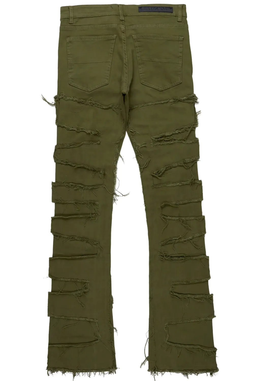Yakez Green Painter Stacked Flare Jean