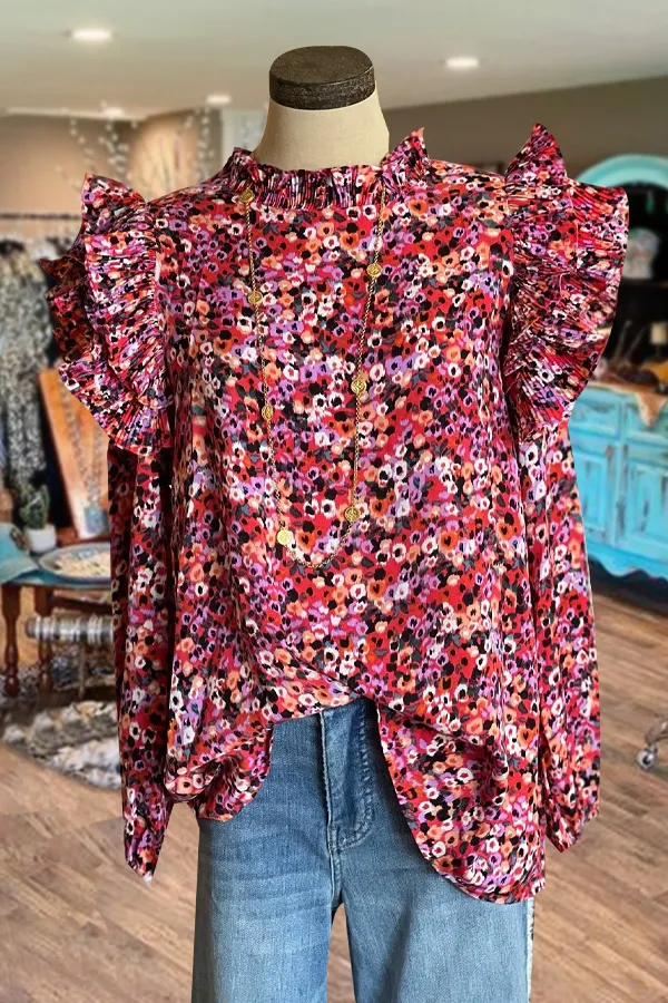 Floral Print Ruffle Top