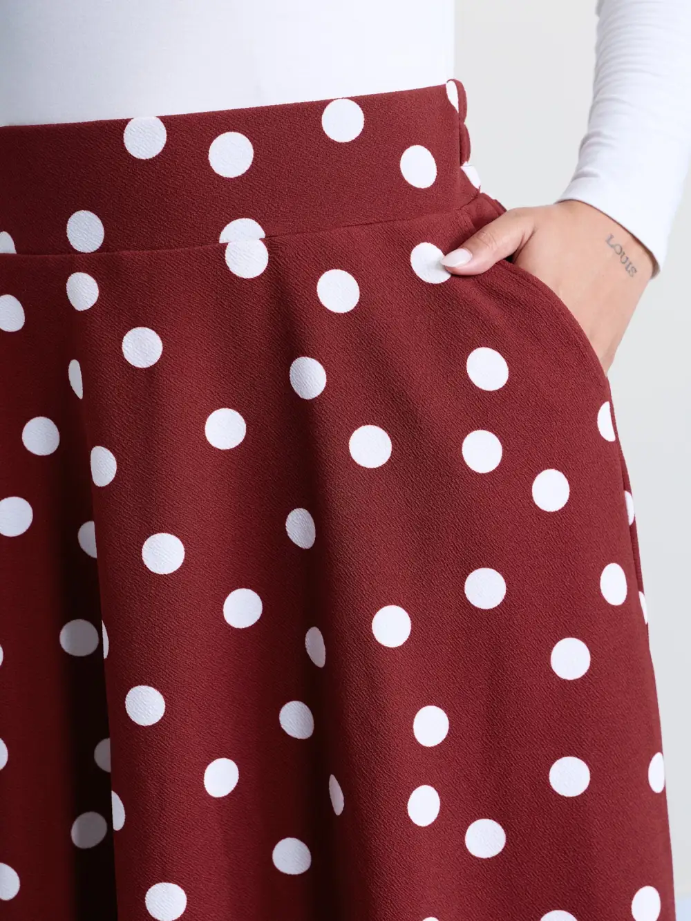 Polka Dots Flowy Holiday Midi Skirt