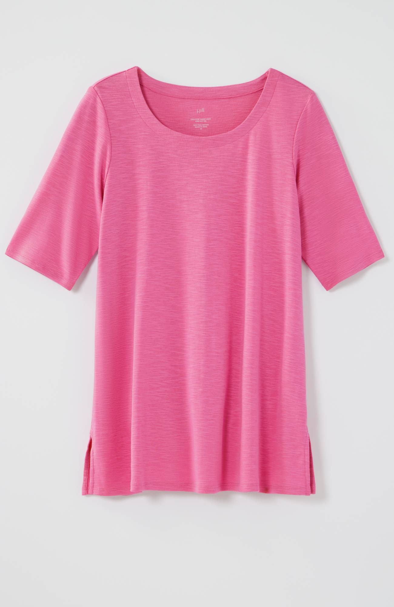 pima-slub scoop-neck side-slit tee