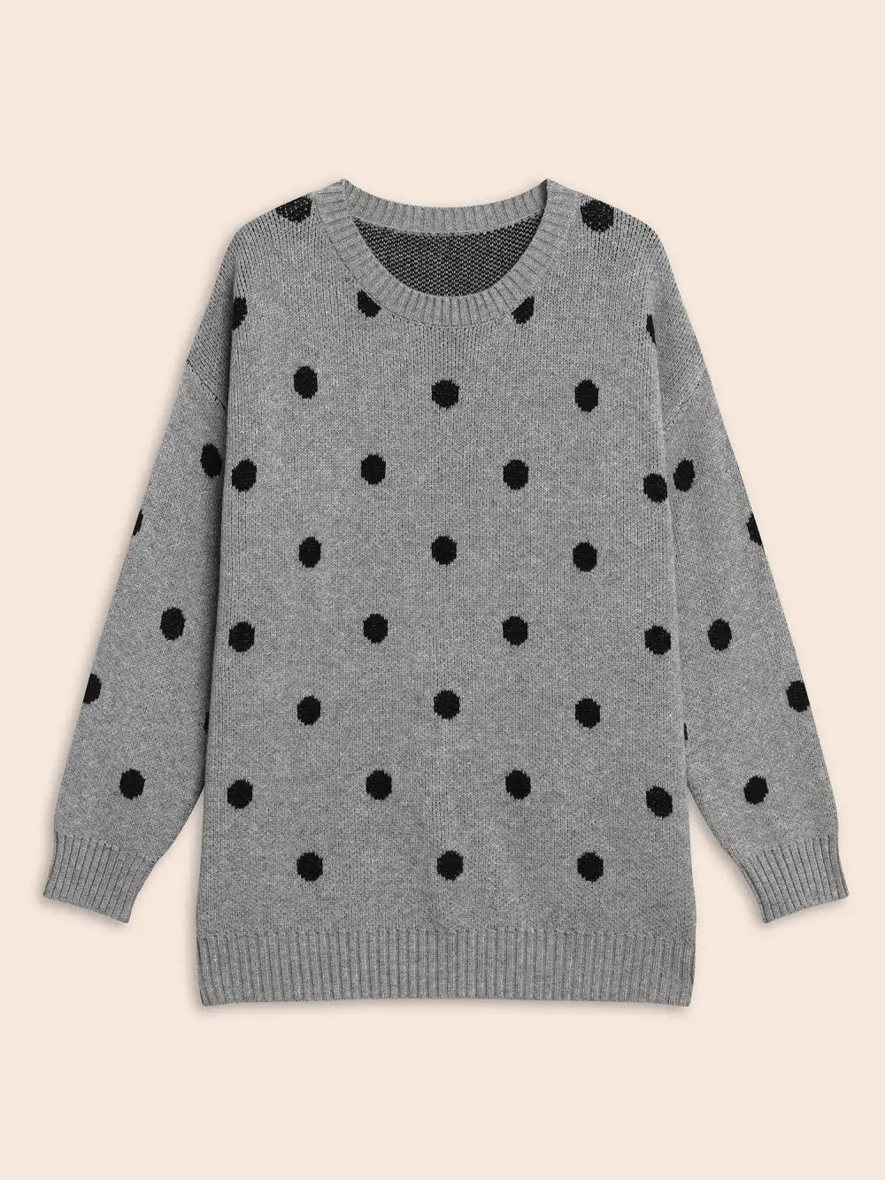 Polka Dot Drop Shoulder Sleeve Pullover