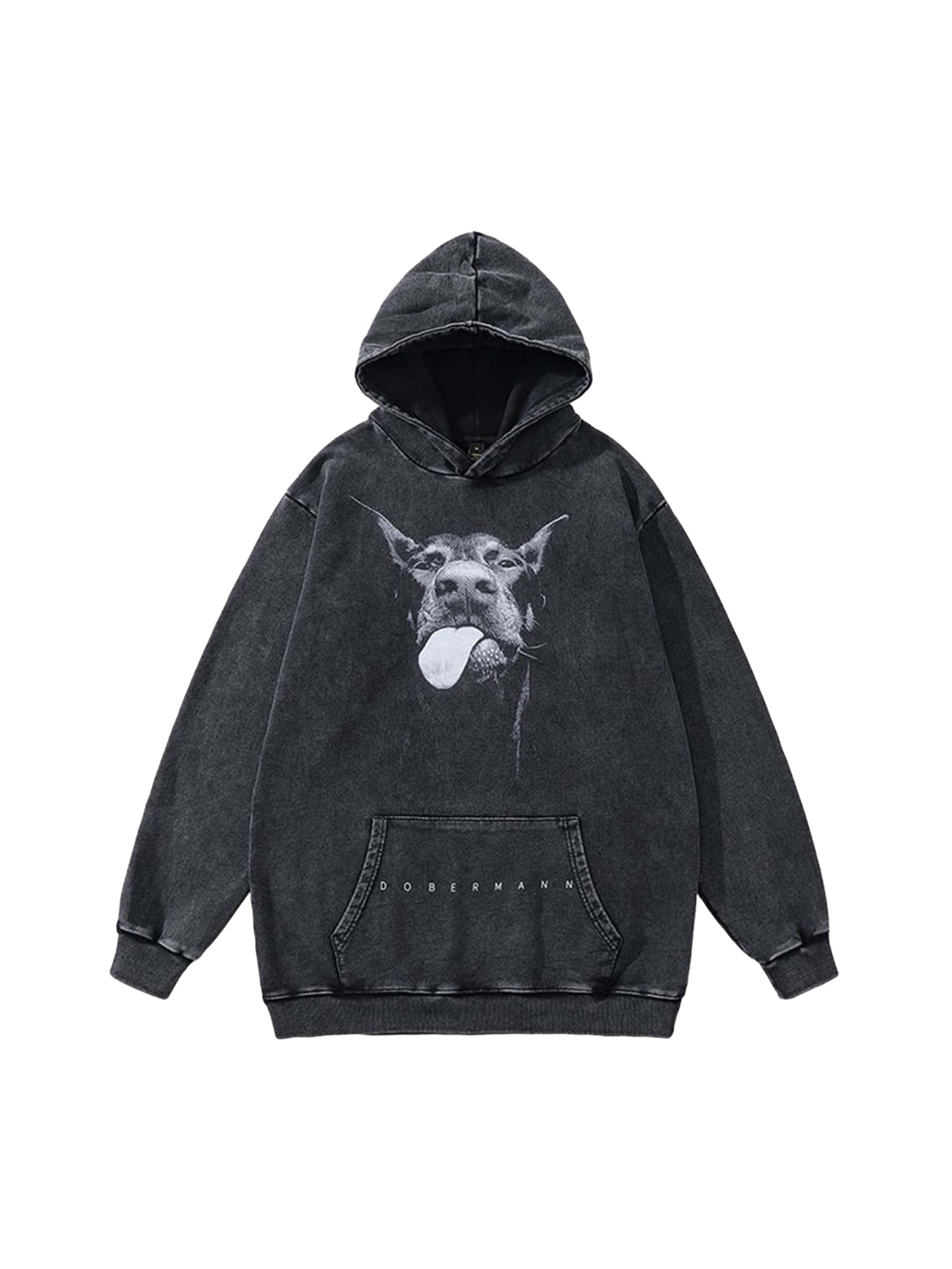 Dark Series Doberman Print Hip-hop Vintage Hoodie