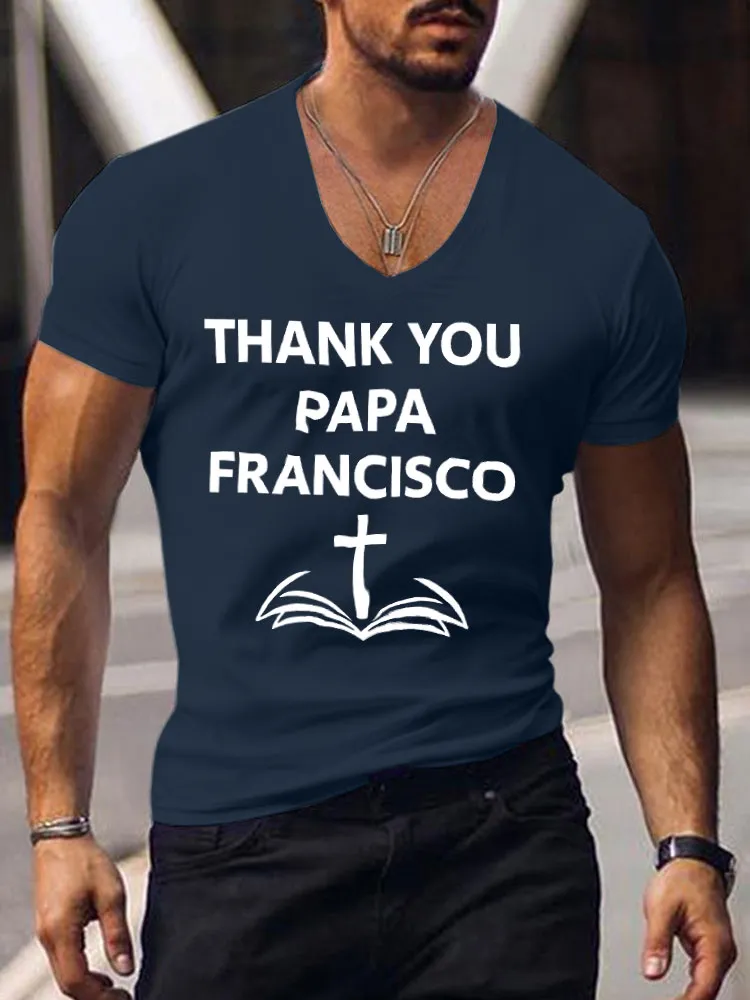 Men'S Thank You Papa Francisco V-Neck T-Shirt