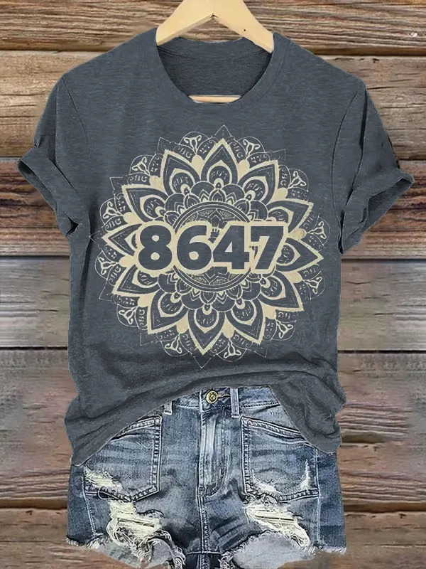 Women'S T-Shirt Women'S Fashion 8647 Printed Casual T-Shirt Pure Cotton Short Sleeves