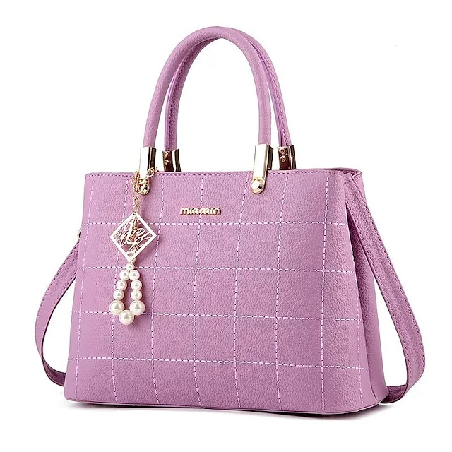 Women's Bag 2022 Embroidered Thread Plaid Handbag Middle-Aged Mother Bag Large-Capacity One-Shoulder Messenger Bag