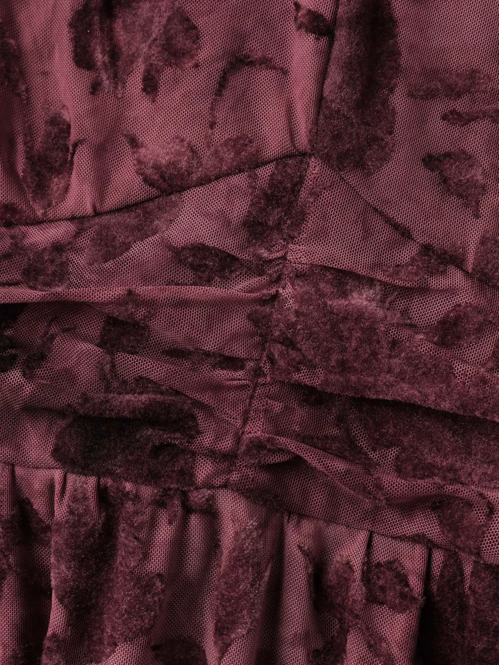 Velvet Jacquard Pleated Waist Sheer Midi Dress