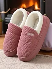 Women's Quilted Indoor Slippers with Faux Fur Lining – Warm Home Shoes for Winter and Cold Floors