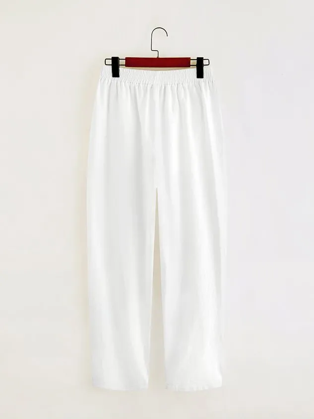 Daily Casual Cotton Linen Floral Dragonfly Print Baggy Pant