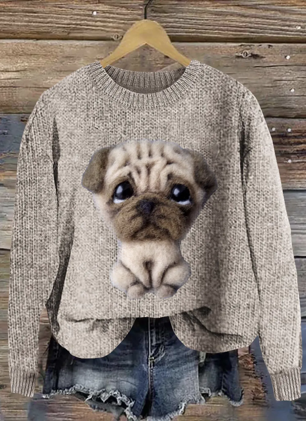 Cute pet dog round neck sweater